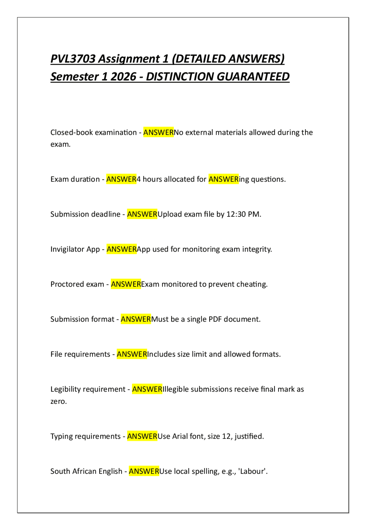 PVL3703 Assignment 1 (DETAILED ANSWERS) Semester 1 2026 - DISTINCTION ...