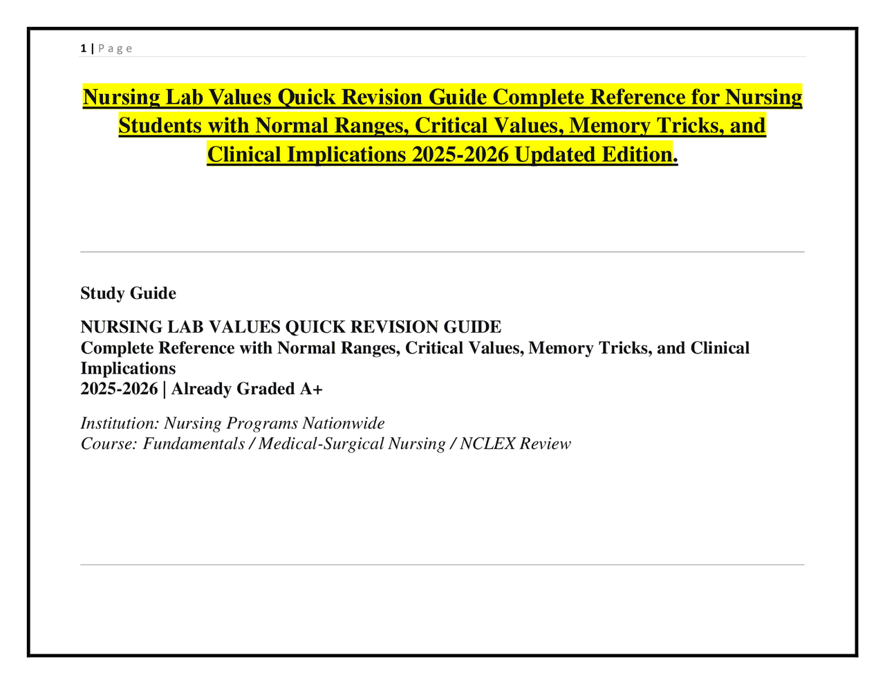 Volunteer Normal Range Study Lab Form 2025-2026 Nursing Lab Values Quick Revision Guide | Normal Ranges ...