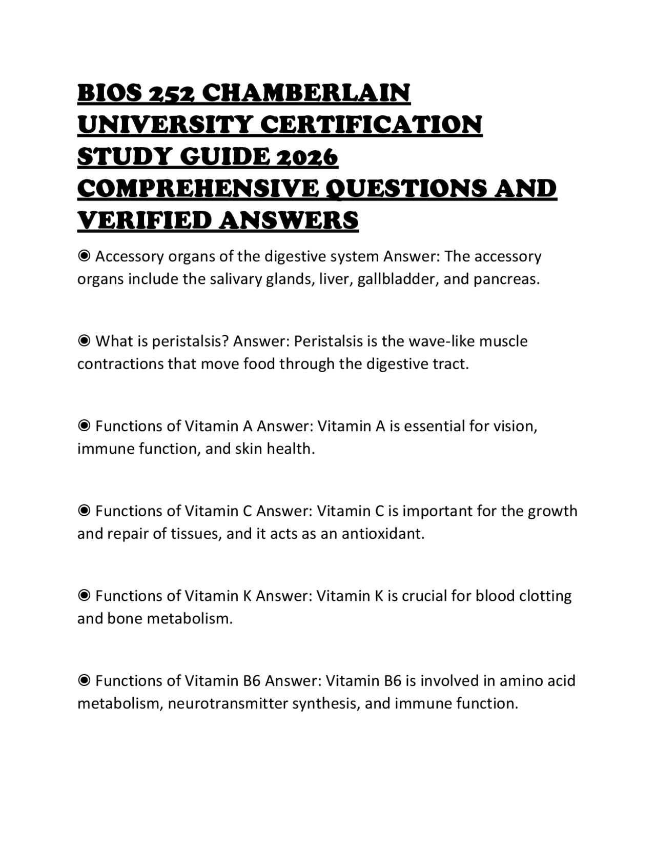 BIOS 252 CHAMBERLAIN UNIVERSITY CERTIFICATION STUDY GUIDE 2026 ...