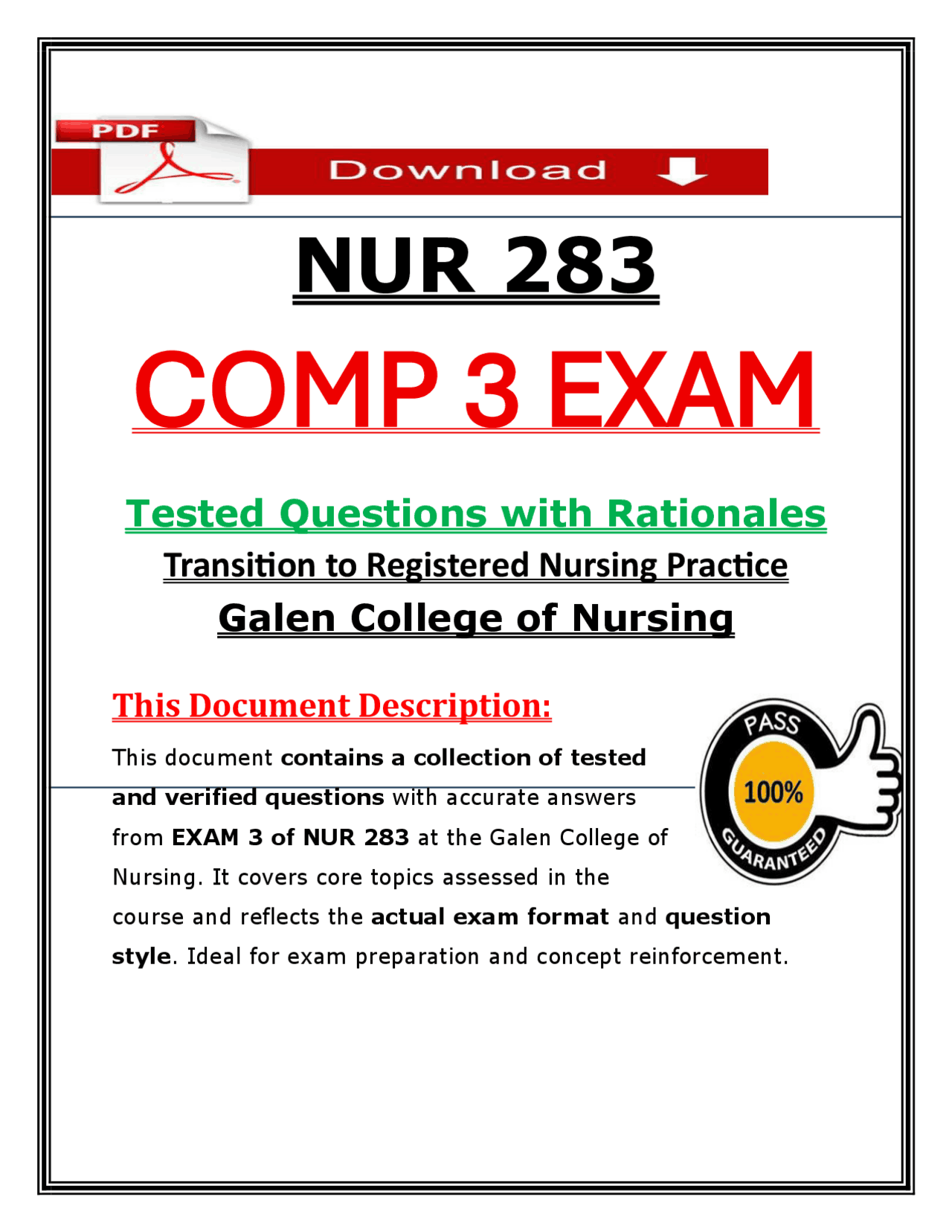 NUR 283 Comp 3 Exam Questions & Answers (2026/2027) | RN Practice ...