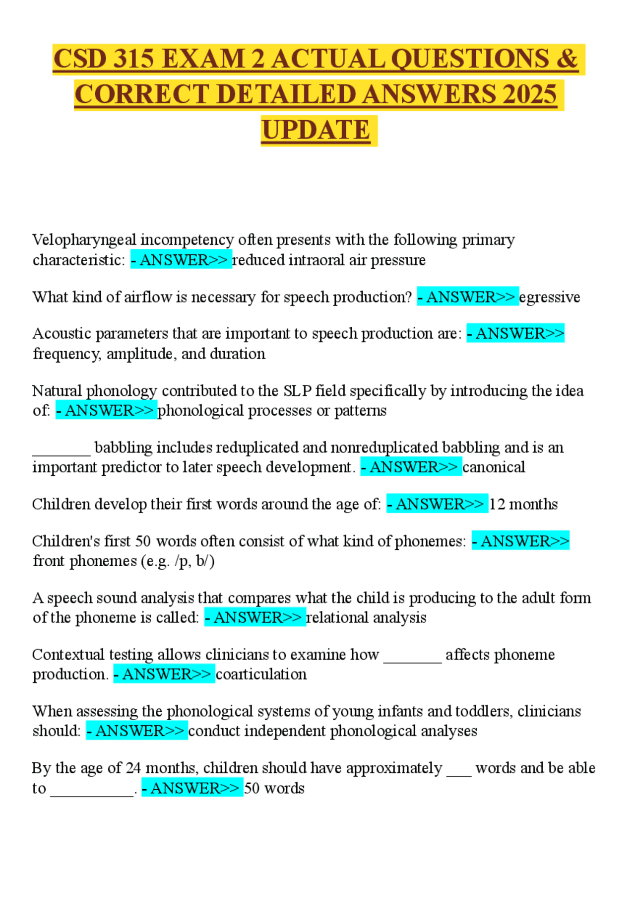 CSD 315 EXAM 2 ACTUAL QUESTIONS & CORRECT DETAILED ANSWERS 2025 UPDATE ...