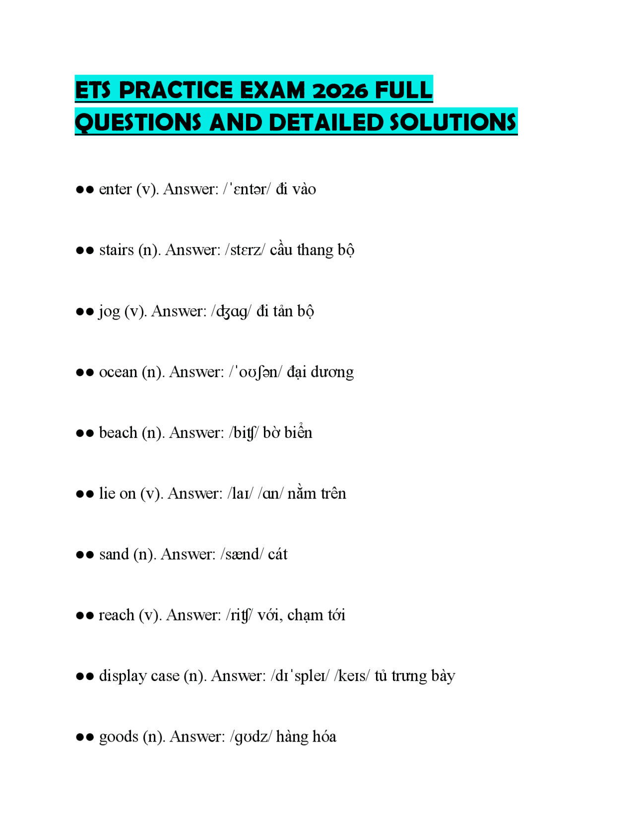 ETS PRACTICE EXAM 2026 FULL QUESTIONS AND DETAILED SOLUTIONS | Exams ...