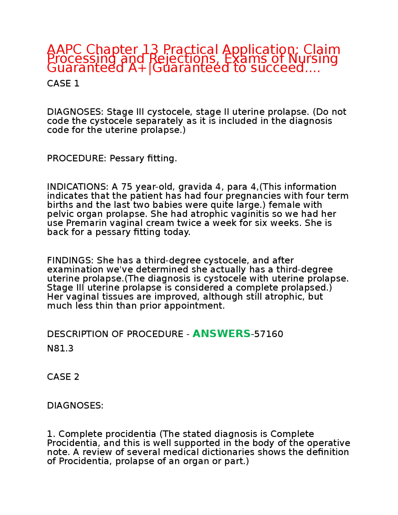 AAPC Chapter 13 Practical Application: Claim Processing and Rejections ...