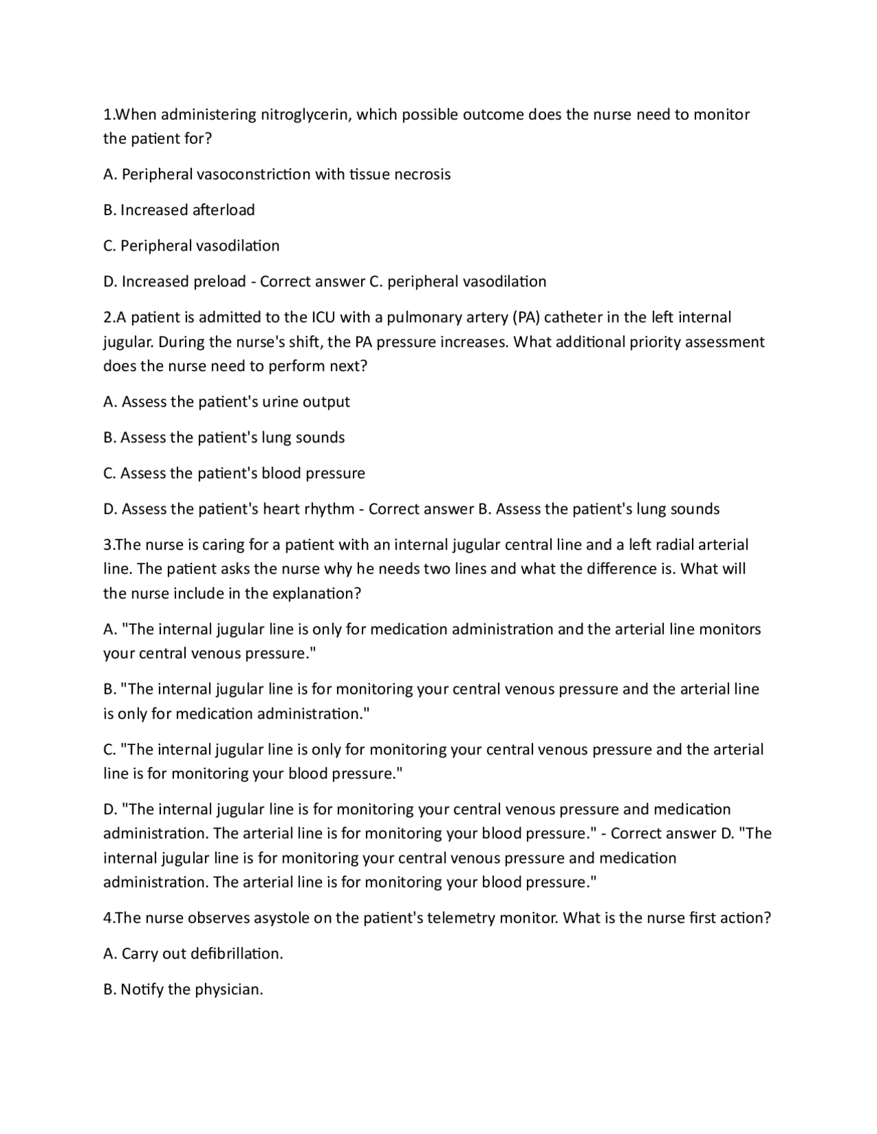 ATI RN Critical Care Nursing MCQs 2026 – ICU Exam Questions with Correct answers | Exams Nursing ...