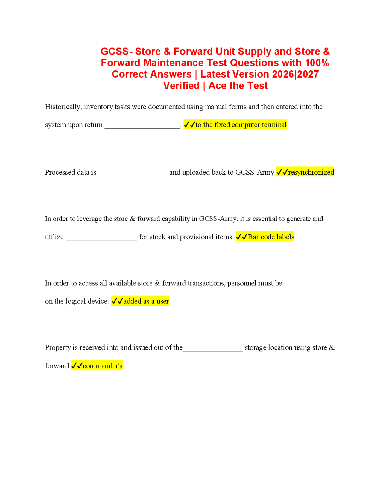 GCSS- Store & Forward Unit Supply and Store & Forward Maintenance Test ...
