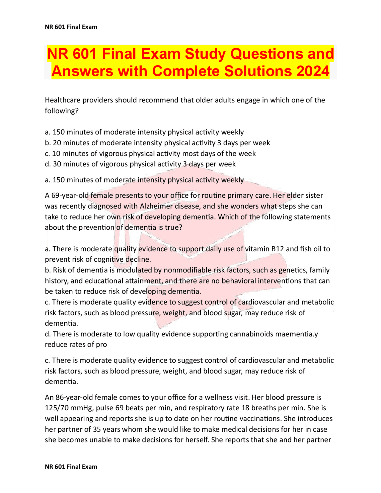 NR 601 Final Exam Study Questions and Answers with Complete Solutions ...