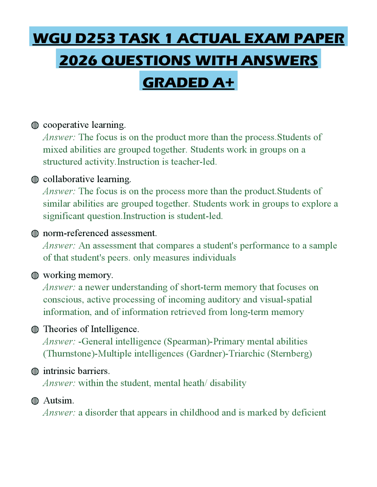 WGU D253 TASK 1 ACTUAL EXAM PAPER 2026 QUESTIONS WITH ANSWERS GRADED A+ ...