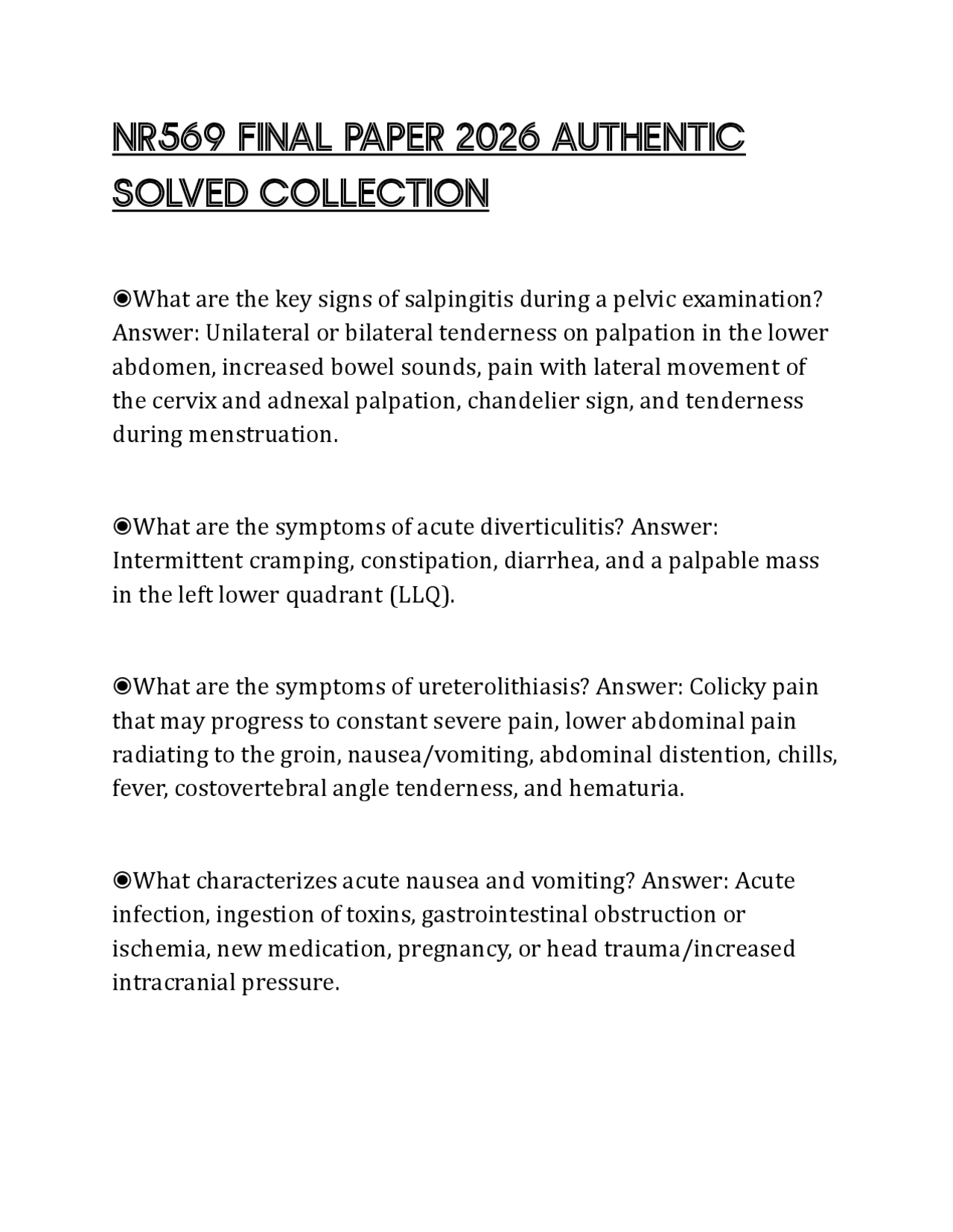 NR569 FINAL PAPER 2026 AUTHENTIC SOLVED COLLECTION | Exams Nursing ...