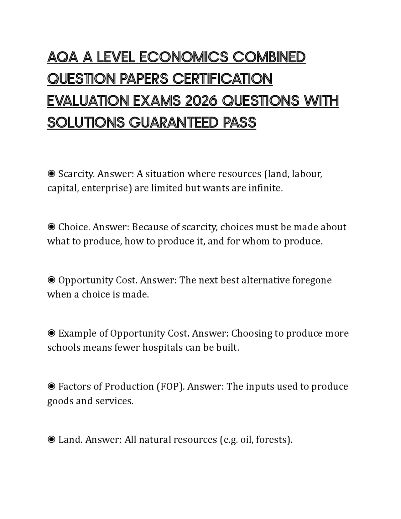 AQA A LEVEL ECONOMICS COMBINED QUESTION PAPERS CERTIFICATION EVALUATION ...