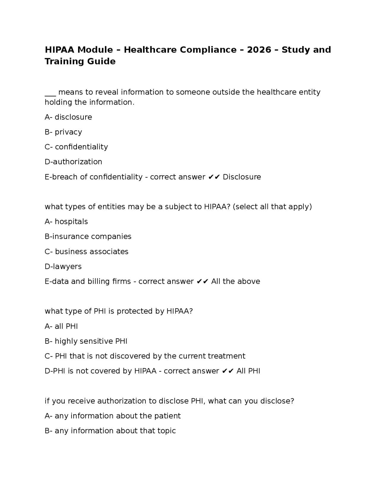 Hipaa Training Module HIPAA Module – Healthcare Compliance – 2026 – Study and Training Guide ...