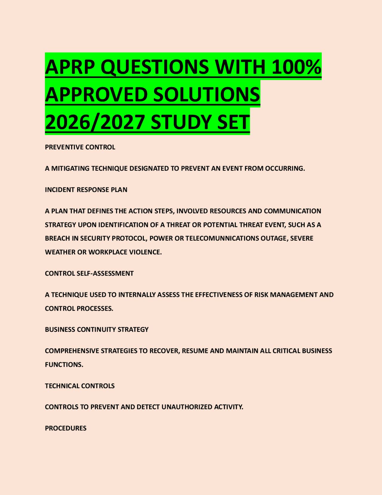 APRP QUESTIONS WITH 100% APPROVED SOLUTIONS 2026/2027 STUDY SET | Exams ...