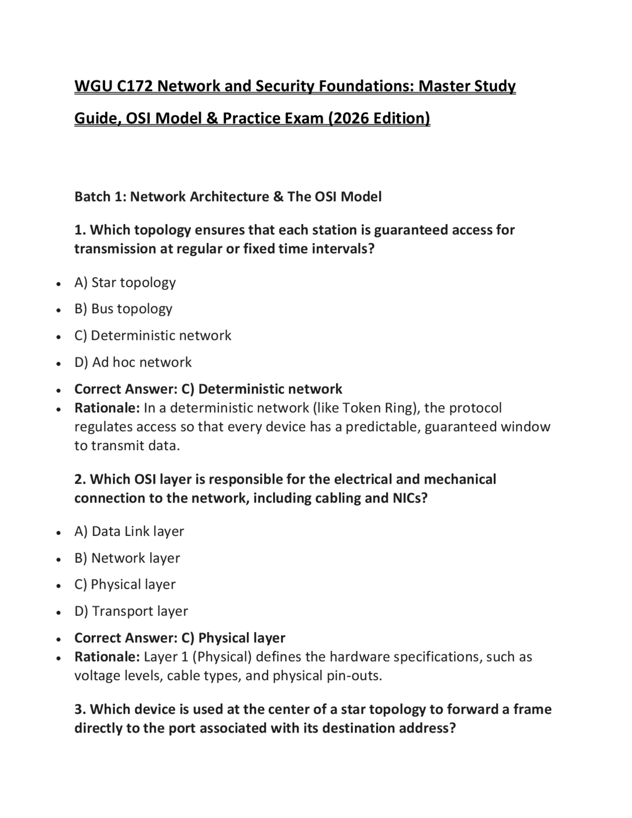 WGU C172 Network and Security Foundations Master Study Guide 2026 – OSI ...