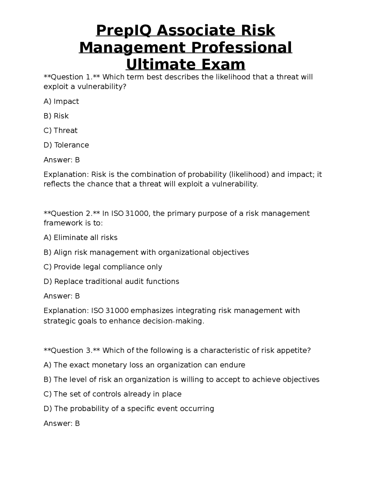 PrepIQ Associate Risk Management Professional Ultimate Exam | Exams ...