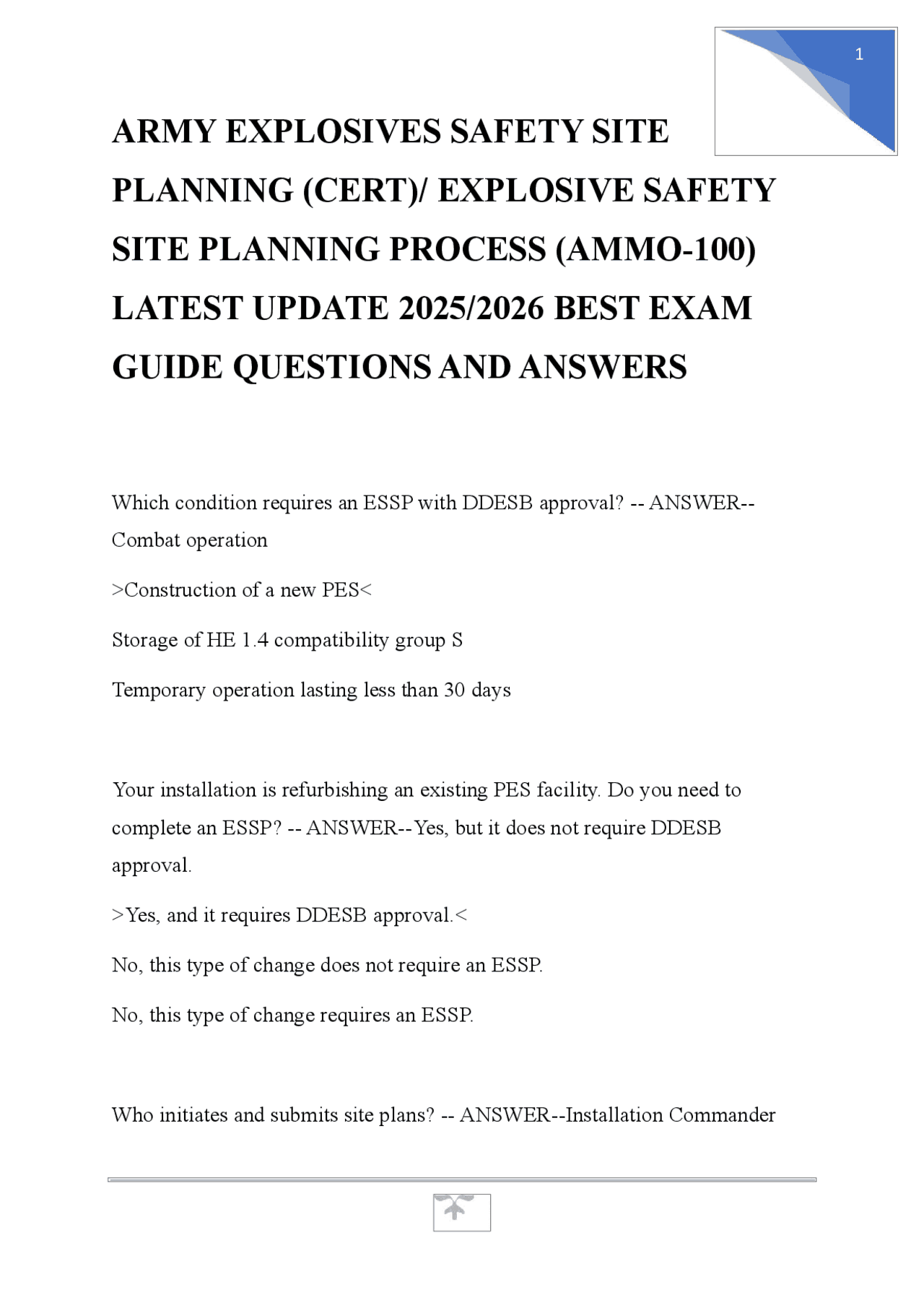 Army Explosives Safety Site Planning (AMMO-100) 2026-2027: The Ultimate ...