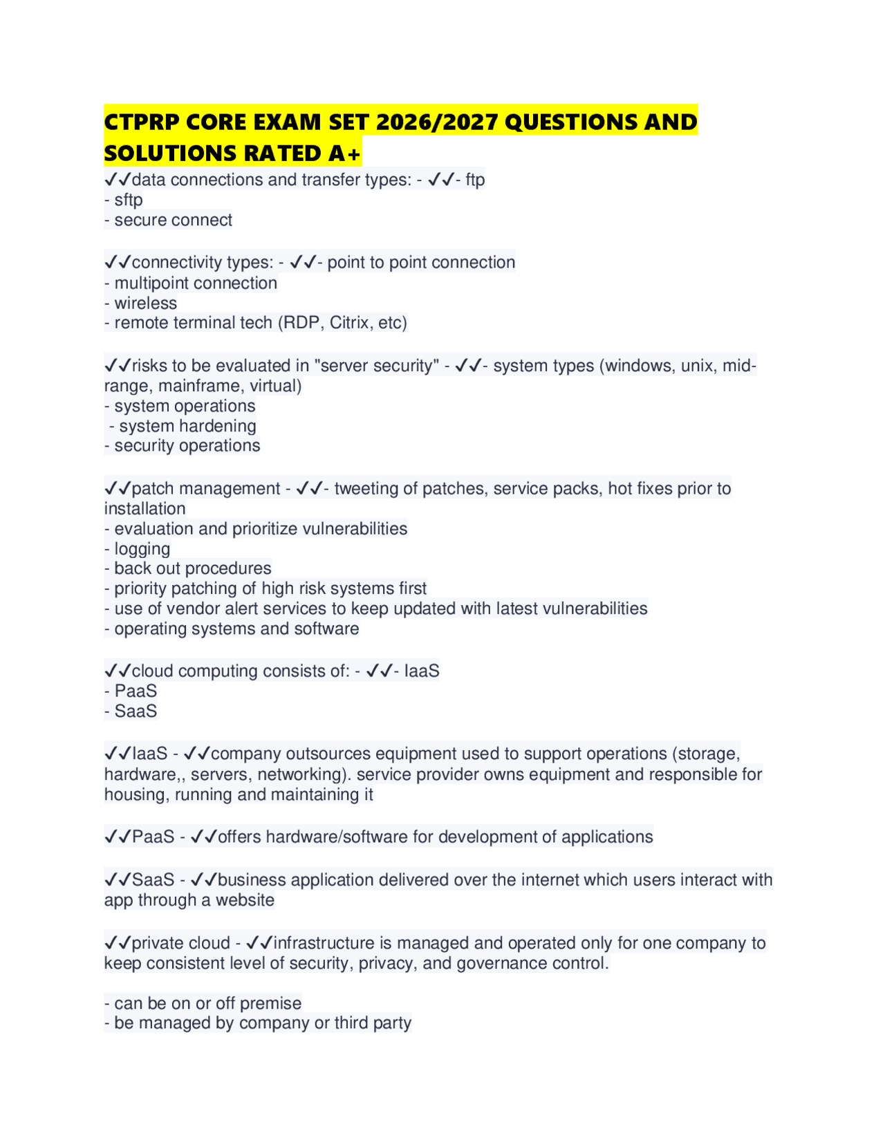 CTPRP CORE EXAM SET 2026/2027 QUESTIONS AND SOLUTIONS RATED A+ | Exams ...