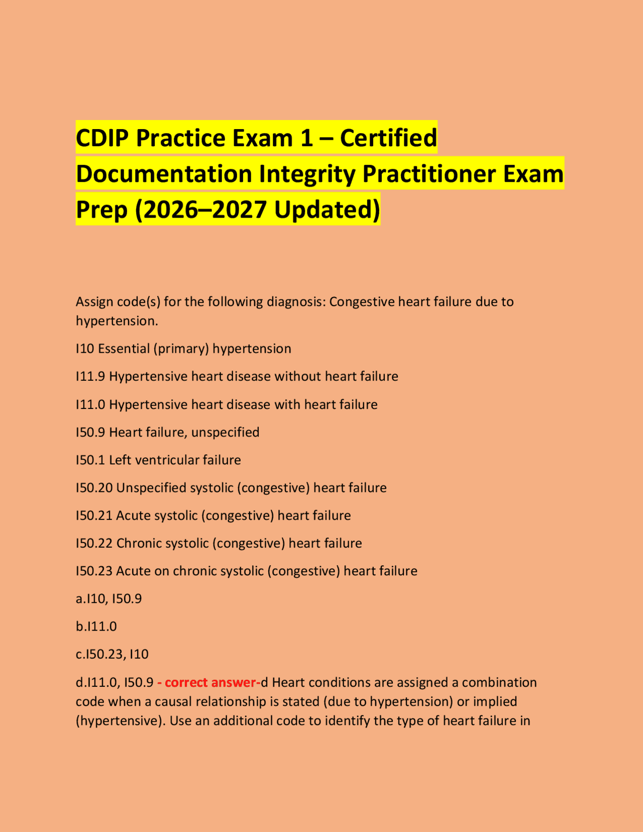 CDIP Practice Exam 1 – Certified Documentation Integrity Practitioner ...