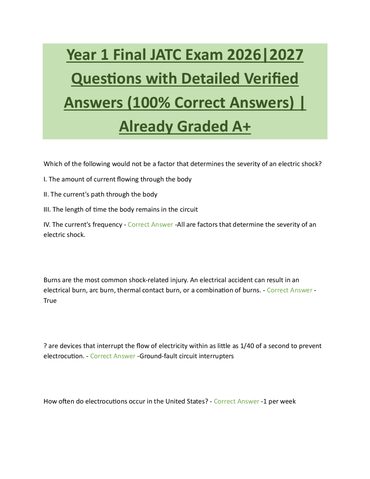 Year 1 Final JATC Exam 2026|2027 Questions with Detailed Verified ...