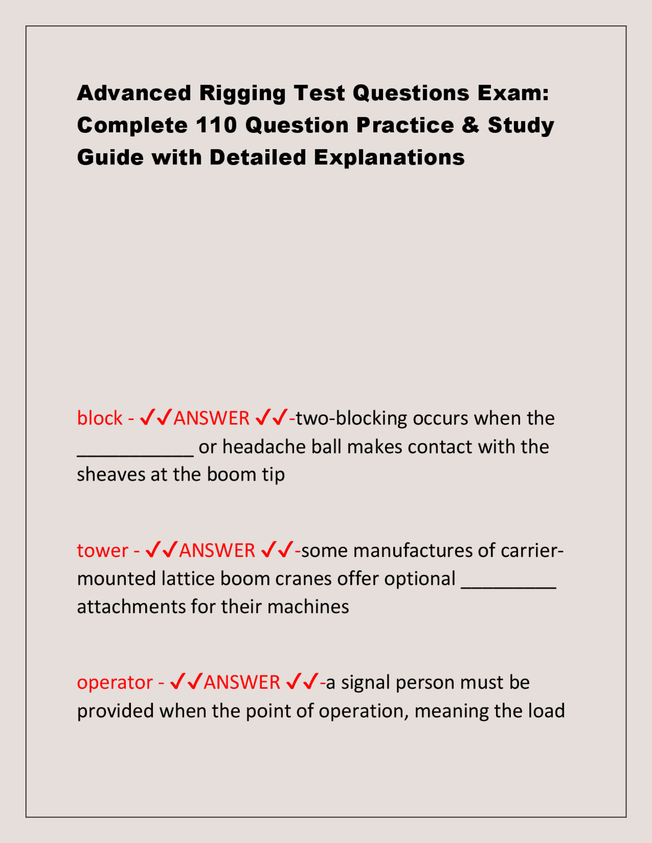 Texas A&M University COSC – Advanced Rigging Test Questions Exam 2026/ ...