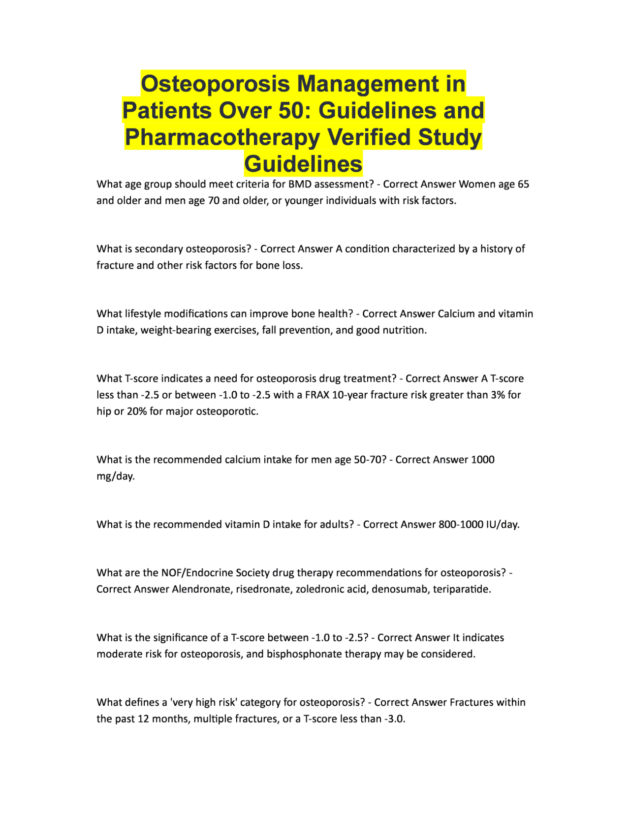 Osteoporosis Management in Patients Over 50: Guidelines and ...