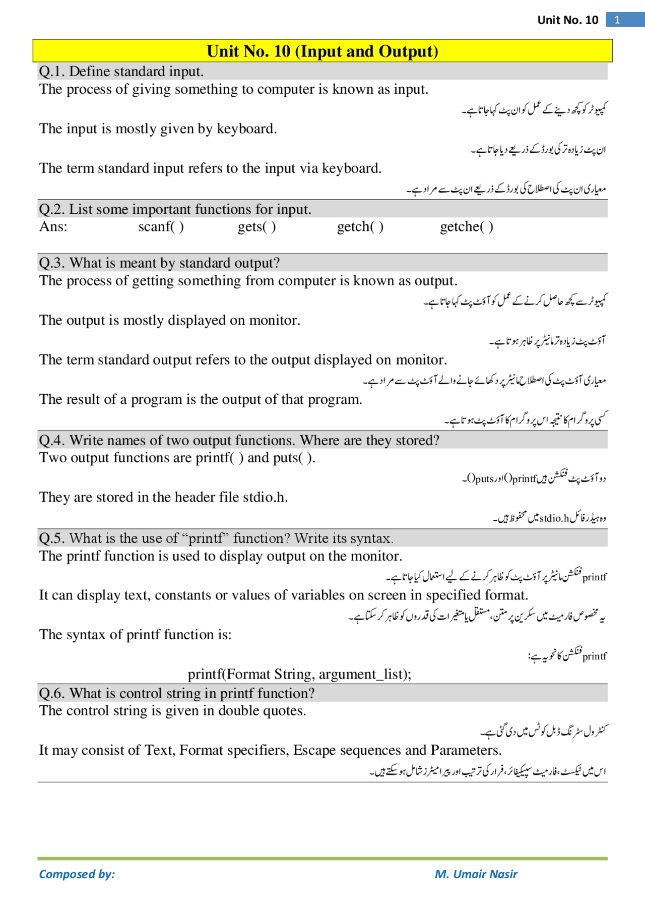 Computer Science 2nd Year - IT Series Short Questions (Units 1-10) Full ...