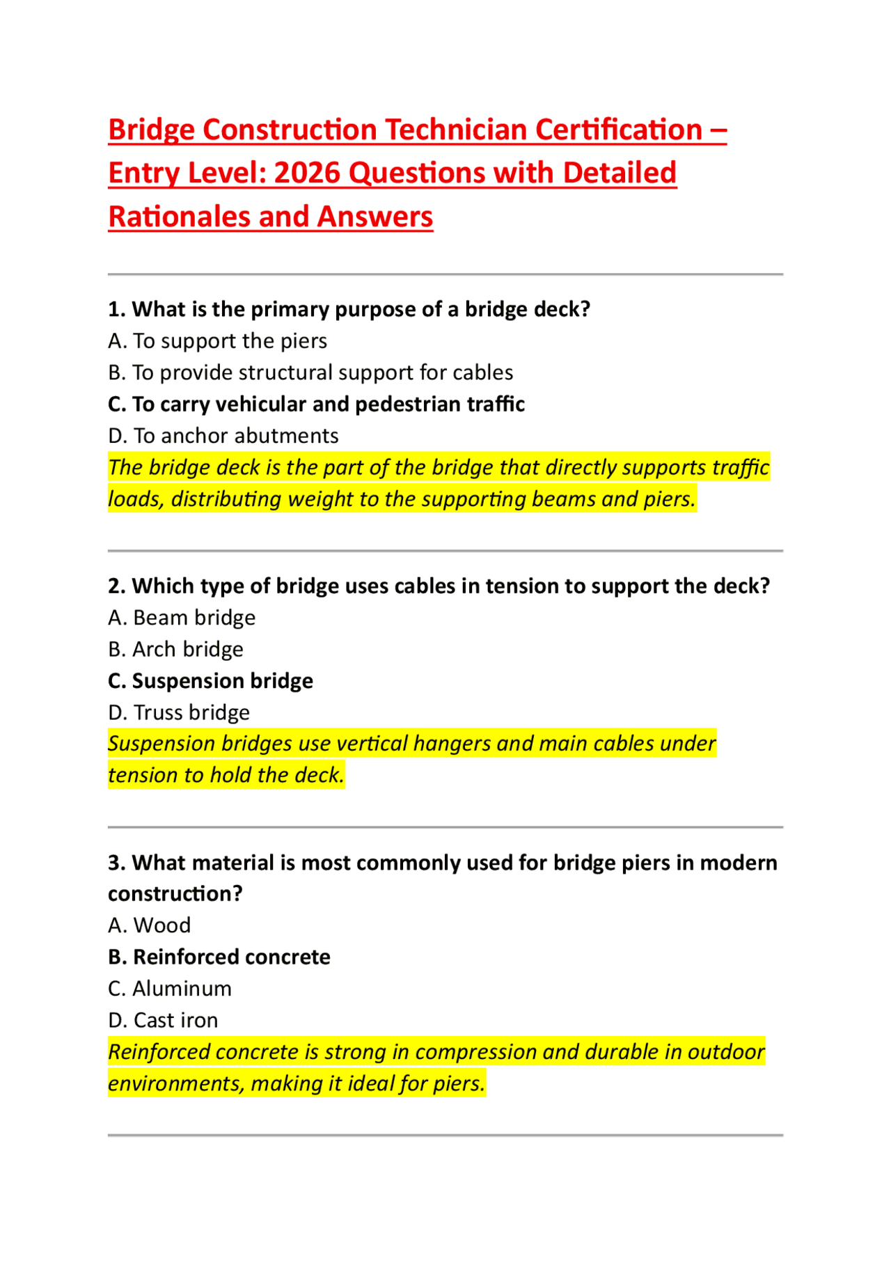 Bridge Construction Technician Certification – Entry Level: 2026 ...