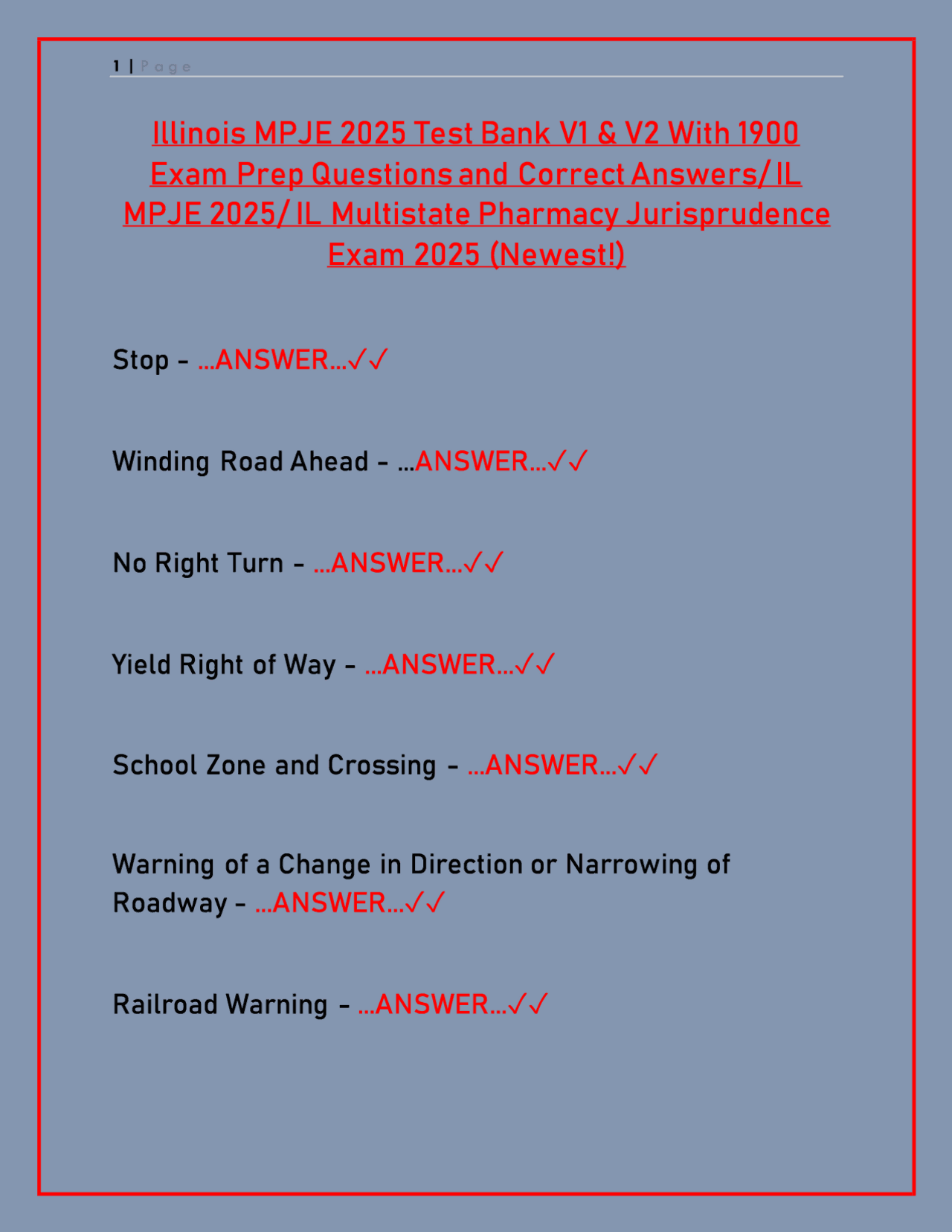 Illinois Driver’s License Exam 2025/2026 – 1900 Practice Questions ...