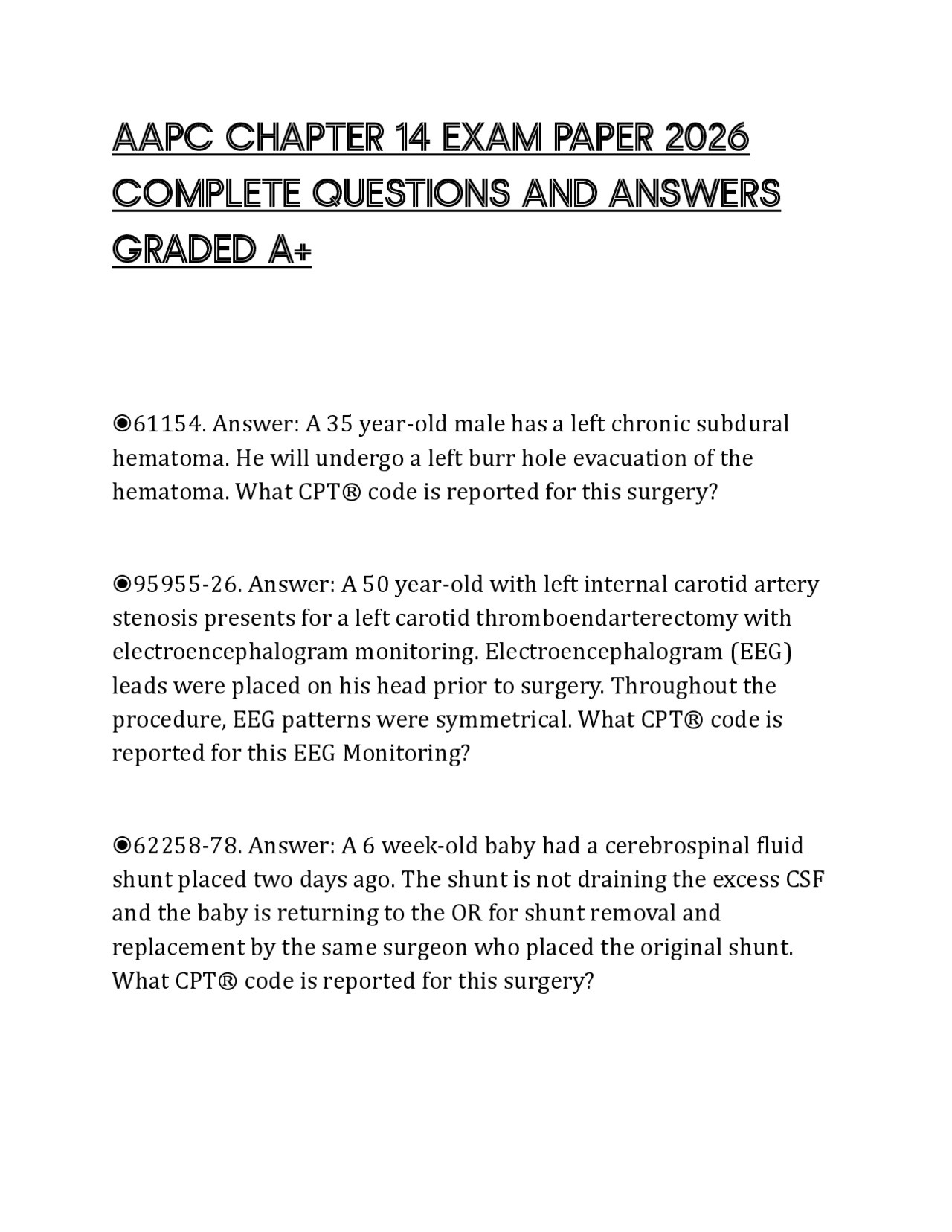 Abc Chapter 14 AAPC CHAPTER 14 EXAM PAPER 2026 COMPLETE QUESTIONS AND ANSWERS GRADED ...