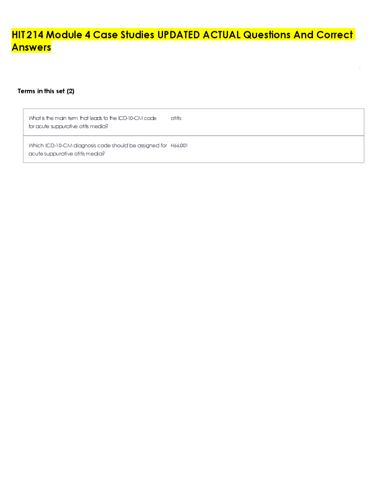 Selling Module Notes HIT 214 Module 4 Case Studies UPDATED ACTUAL Questions And Correct ...