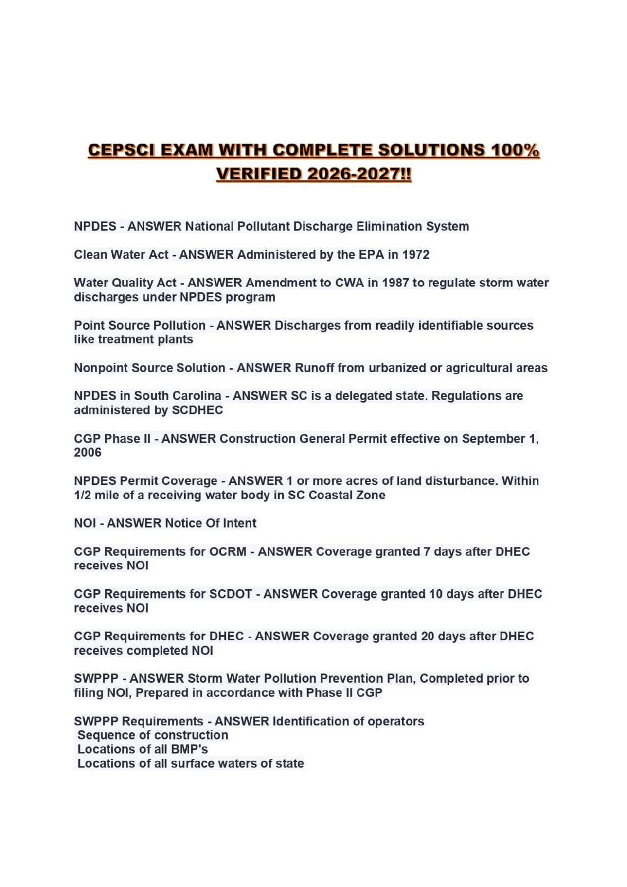 CEPSCI EXAM WITH COMPLETE SOLUTIONS 100% VERIFIED 2026-2027!! | Exams ...