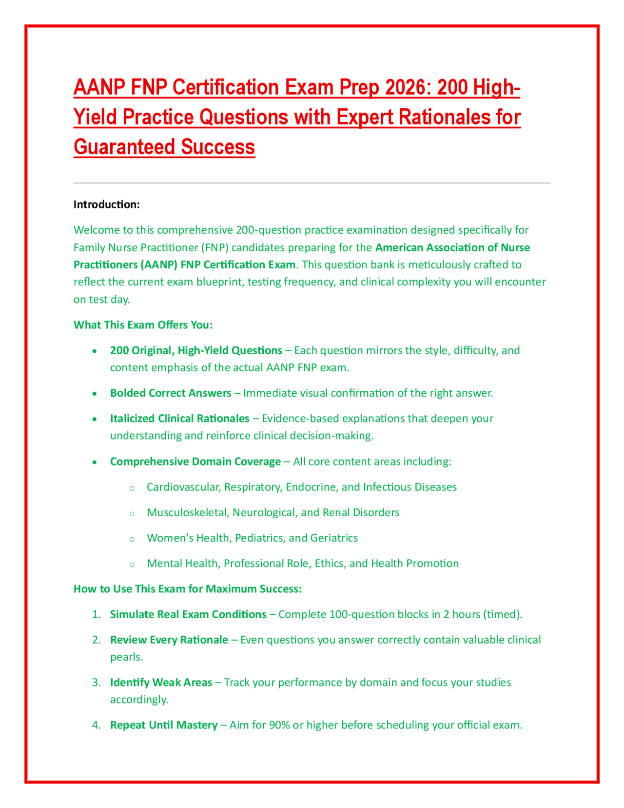 AANP FNP Certification Exam Prep 2026: 200 High-Yield Practice ...
