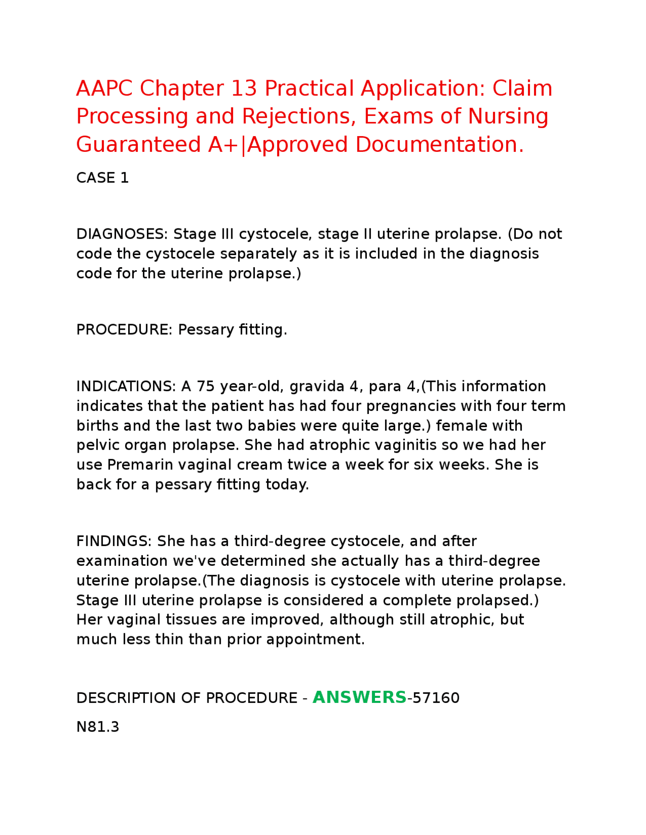 AAPC Chapter 13 Practical Application: Claim Processing and Rejections ...