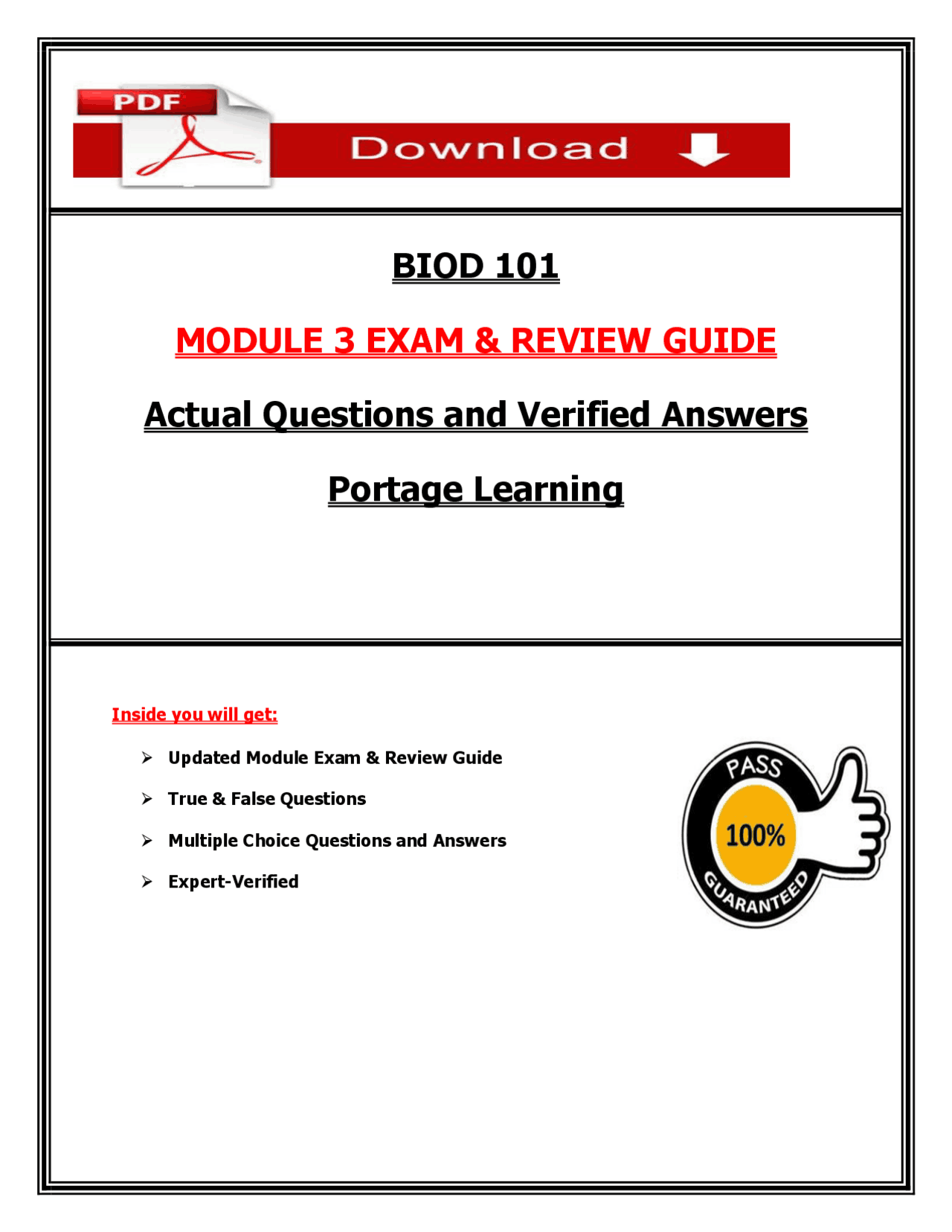 BIOD 101 Module 3 Exam Questions & Answers (2026/2027) | Biology ...