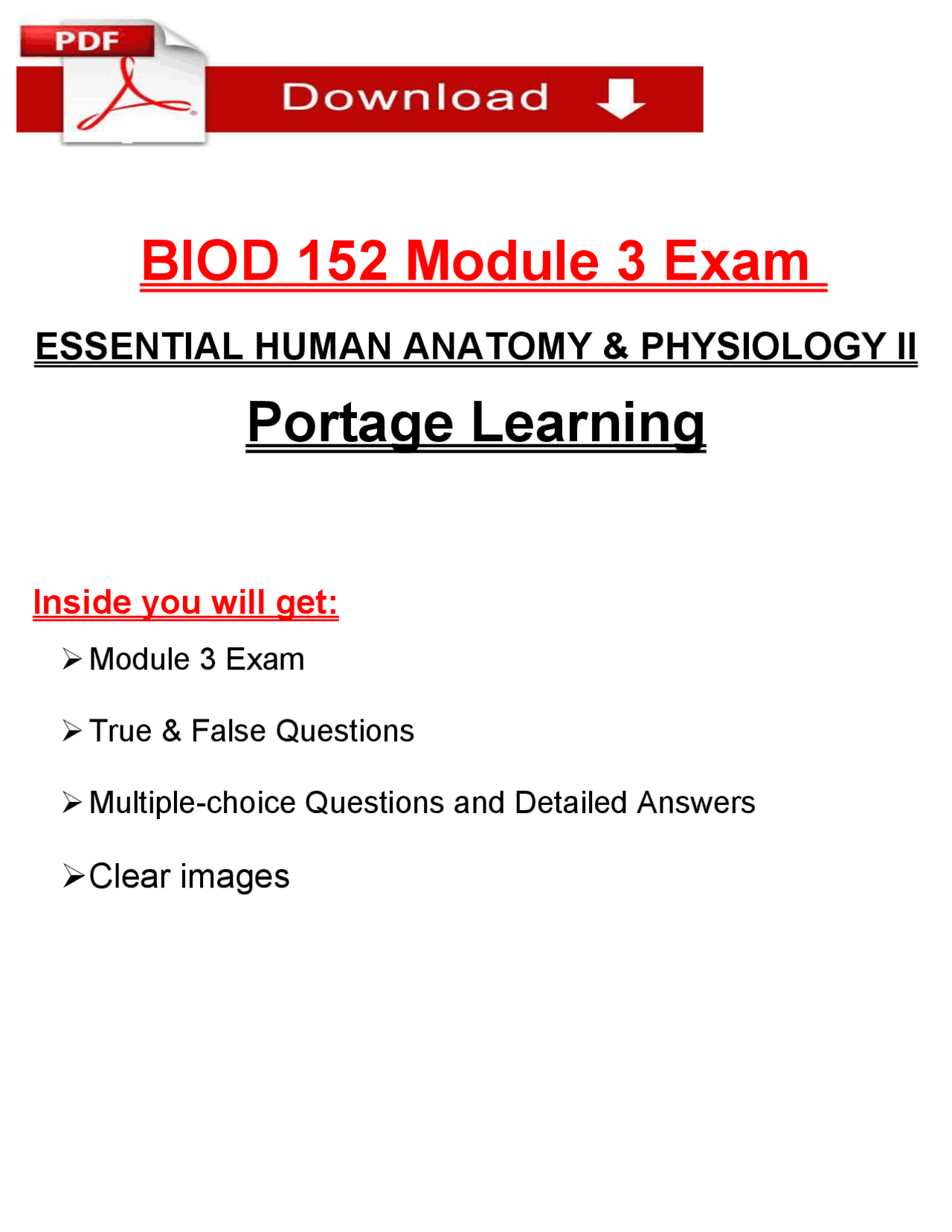 BIOD 152 Module 3 Exam Questions & Answers (2026/2027) | Anatomy ...