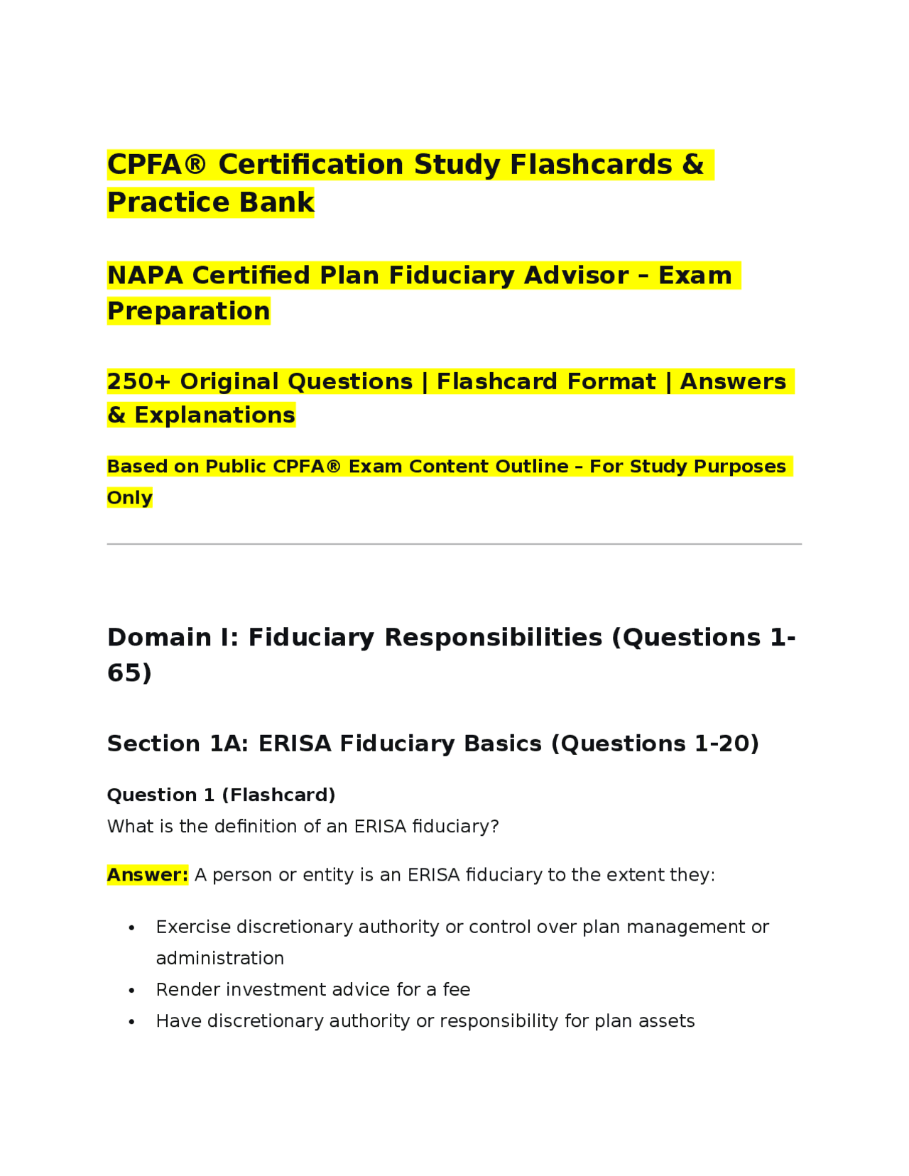 Cpfa CPFA Certification Study Flashcards & Practice Bank NAPA Certified Plan ...