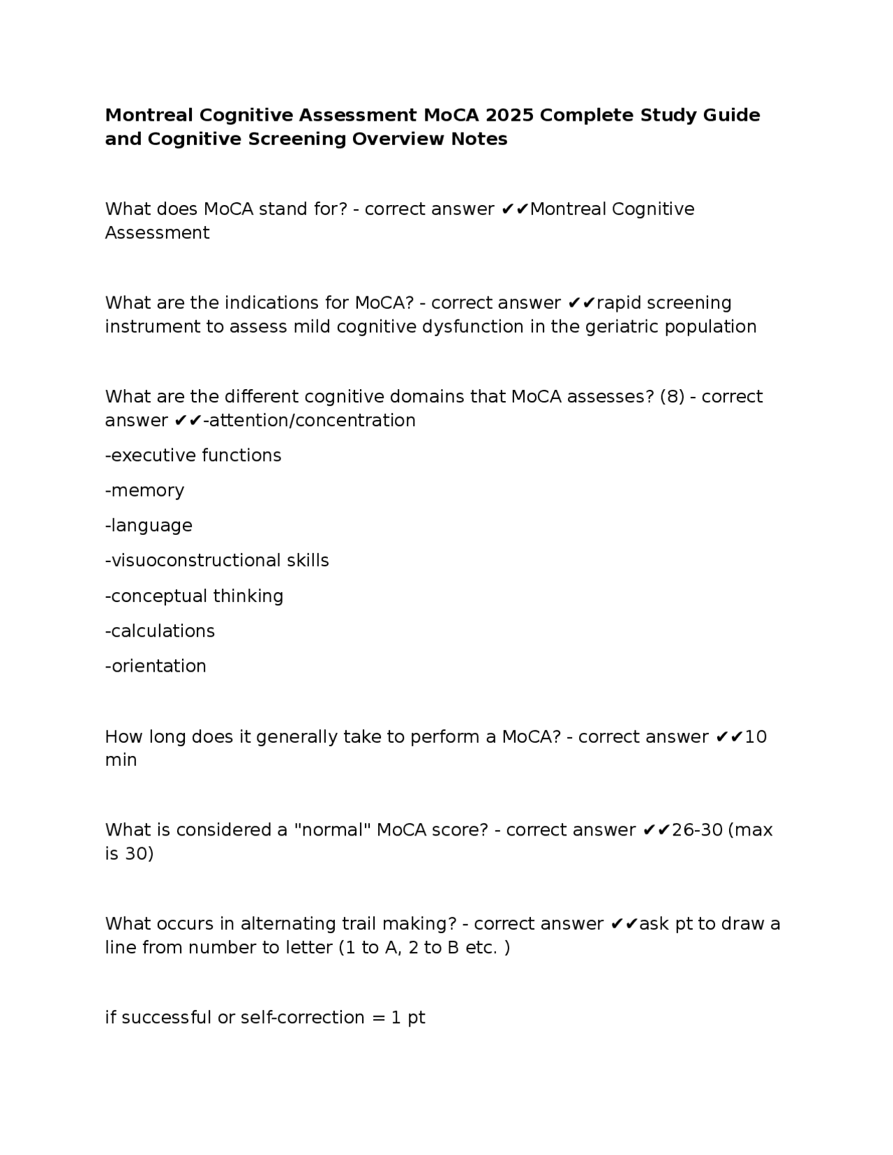 Montreal Cognitive Assessment MoCA 2025 Complete Study Guide and ...