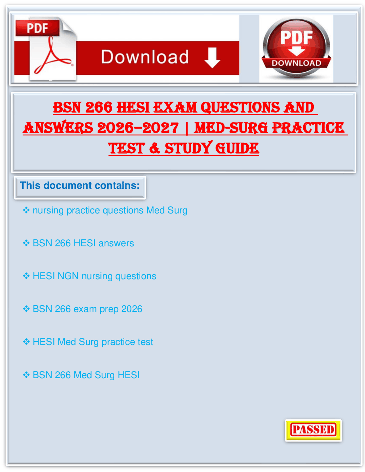 BSN 266 HESI Med-Surg Exam Questions and Answers 2026–2027 | Practice ...