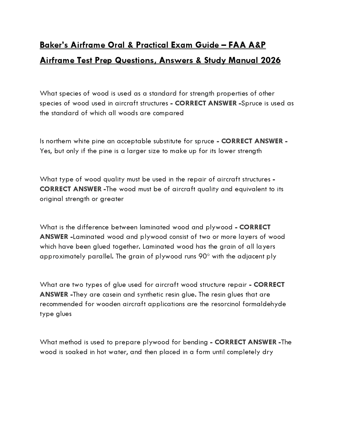 Baker’s Airframe Oral & Practical Exam Guide 2026 – FAA A&P Airframe ...