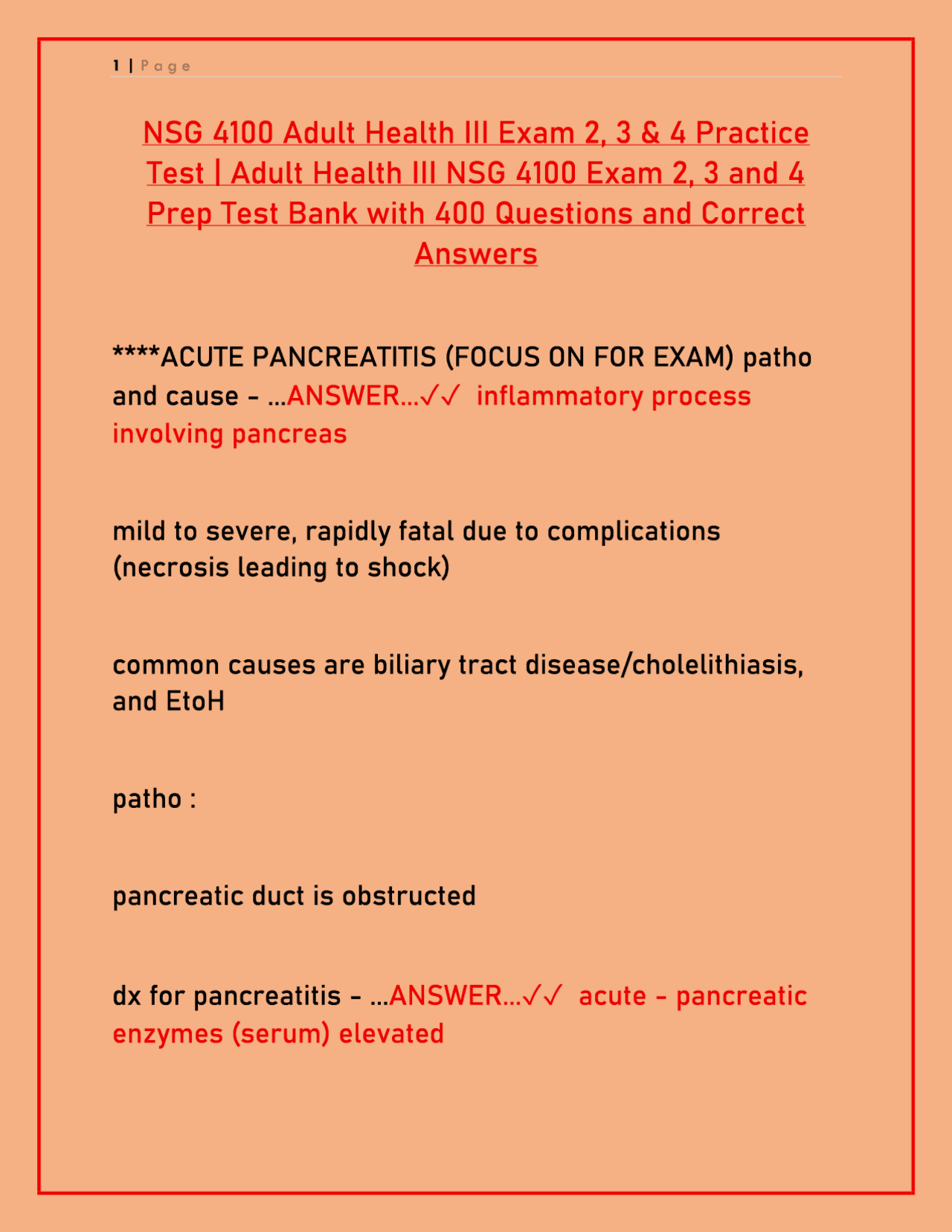 NSG 4100 ADULT HEALTH III EXAMS 2, 3 & 4 2025-2026: 400 PRACTICE ...