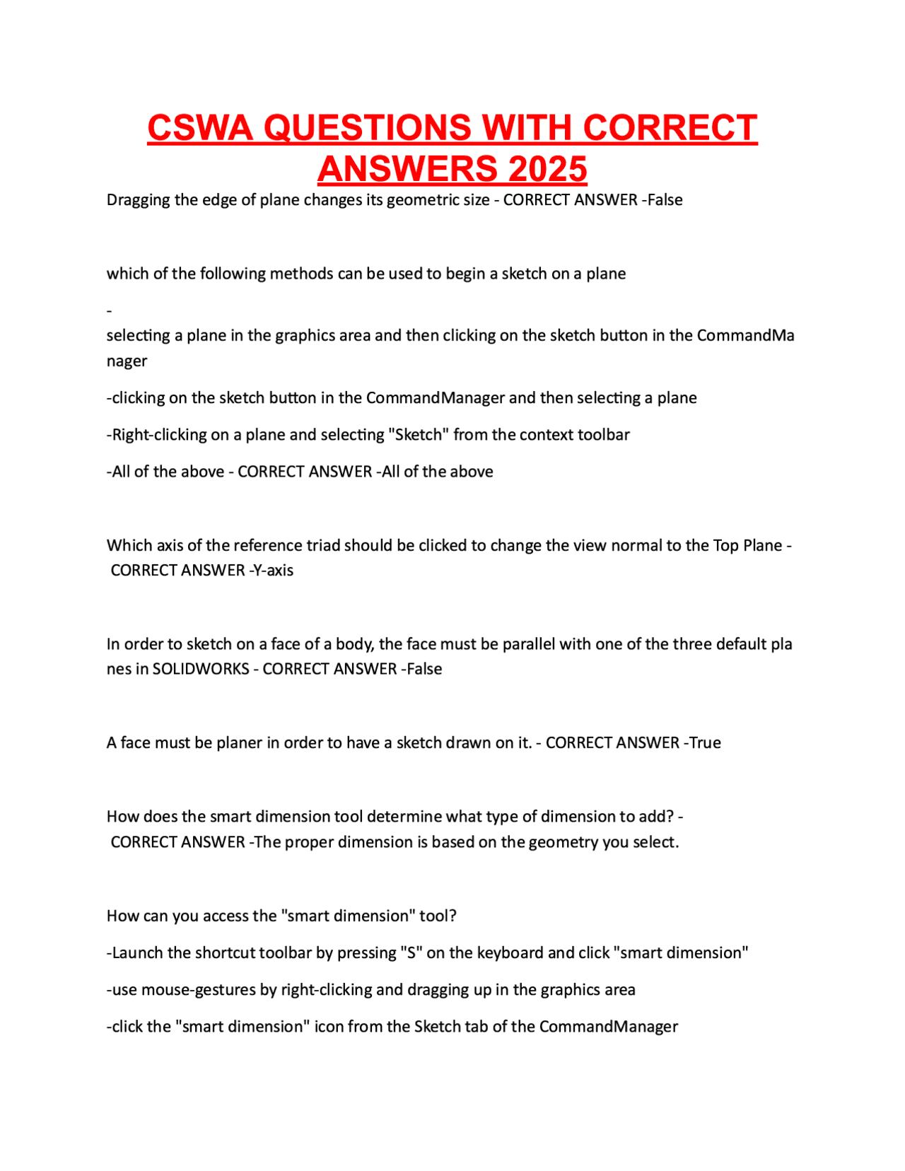 CSWA QUESTIONS WITH CORRECT ANSWERS 2025.pdf | Exams Sustainability ...
