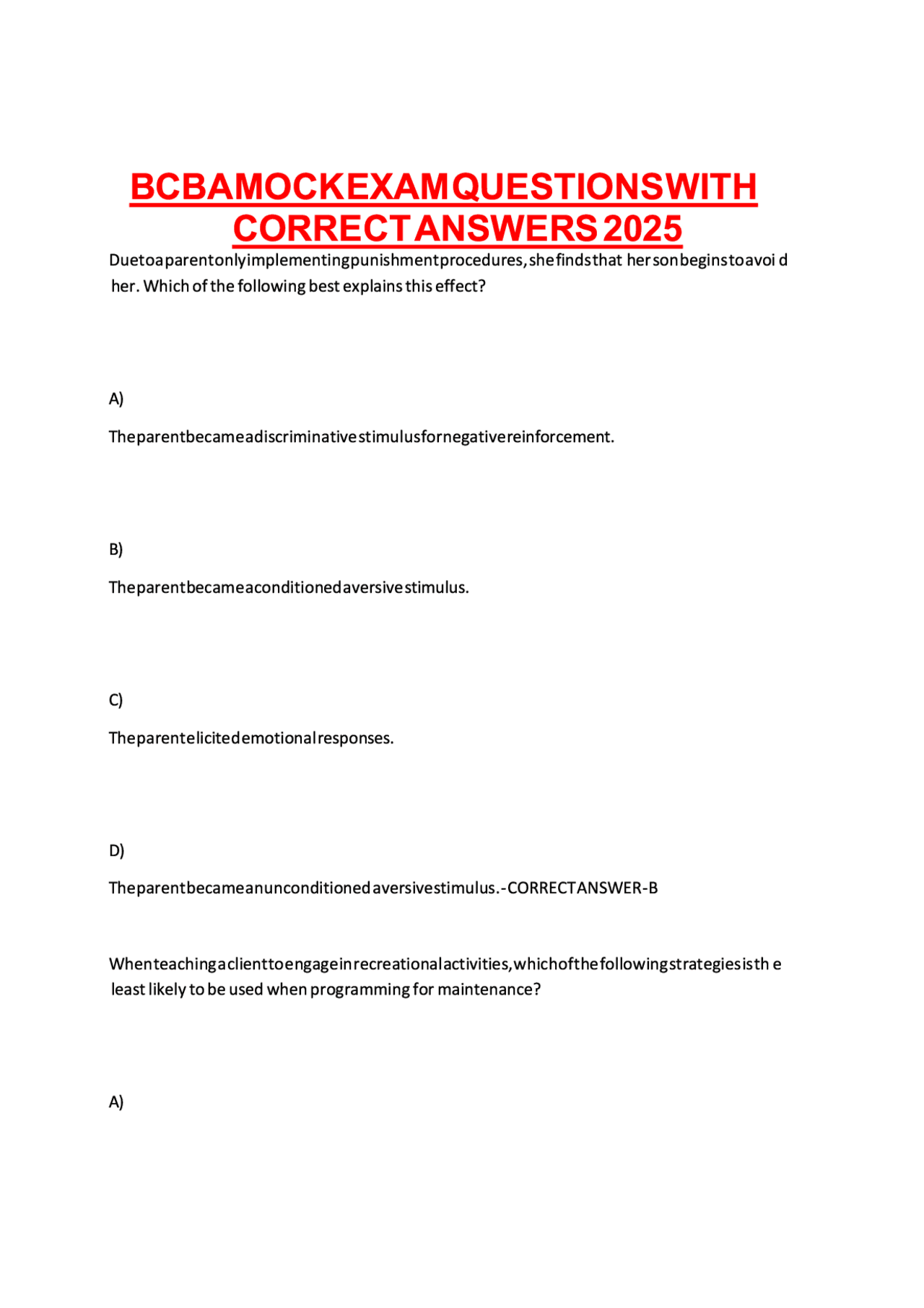 BCBA Mock Exam Questions with Correct Answers 2026 | Full-Length ...