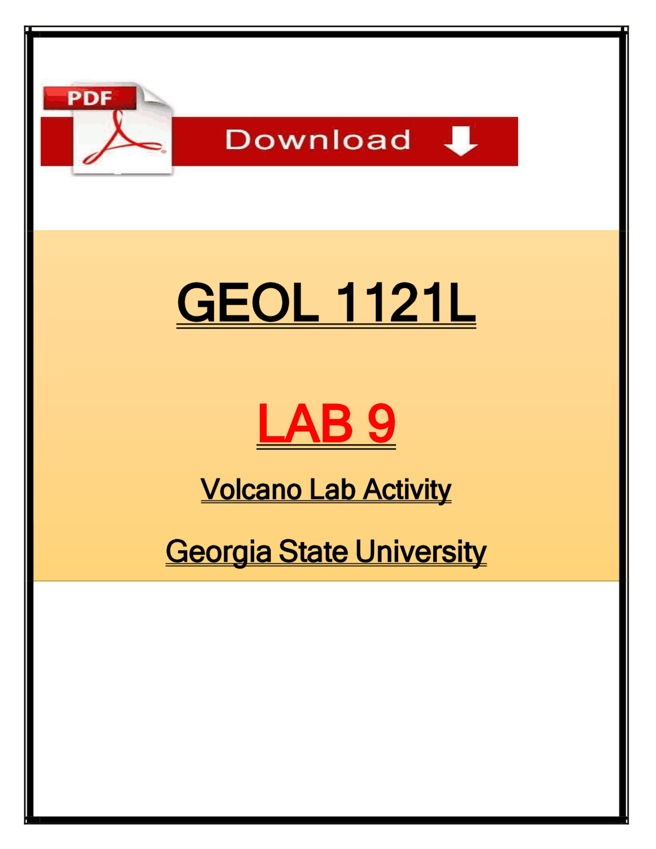 GEOL 1121L Lab 9 (PDF) | (2026/2027) Volcano Lab Activity | Geology ...