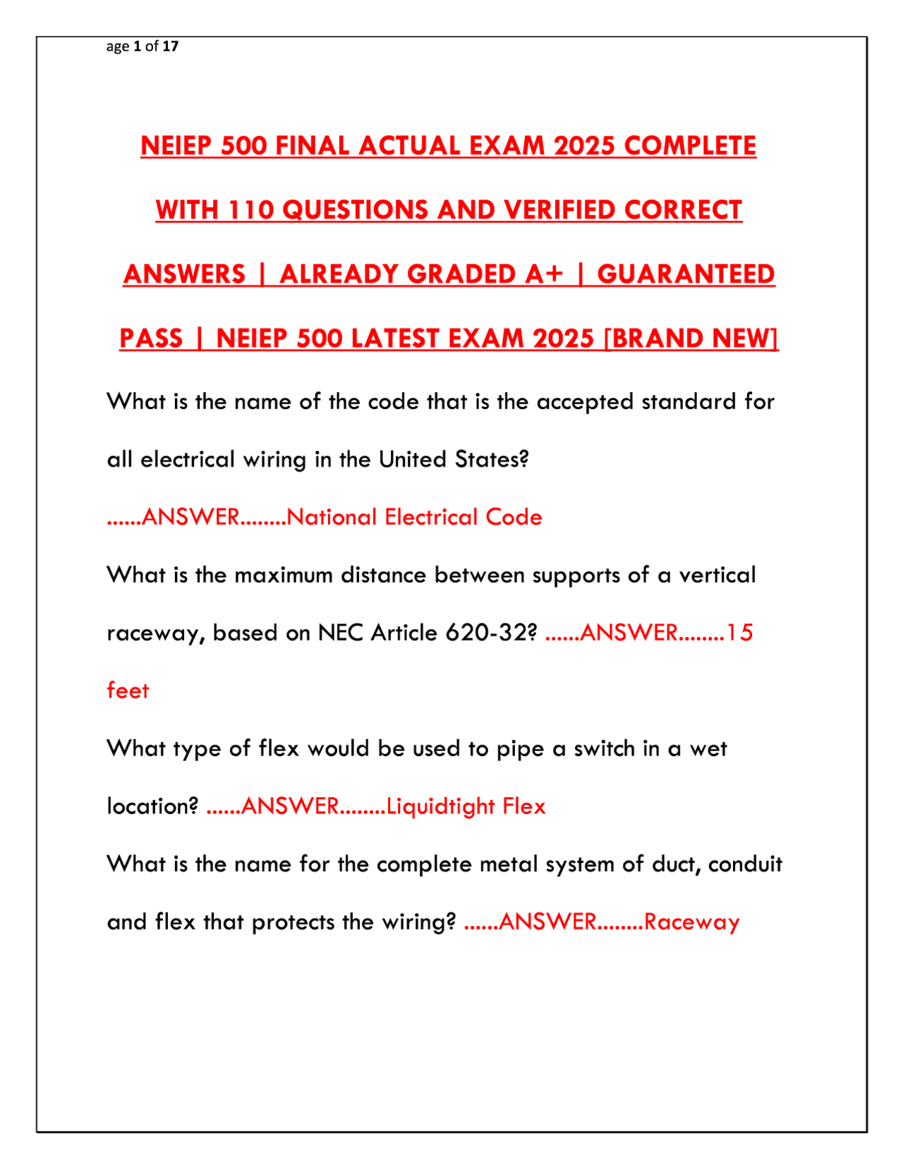 NEIEP 500 FINAL ACTUAL EXAM 2025/2026 – COMPLETE WITH 110 QUESTIONS ...