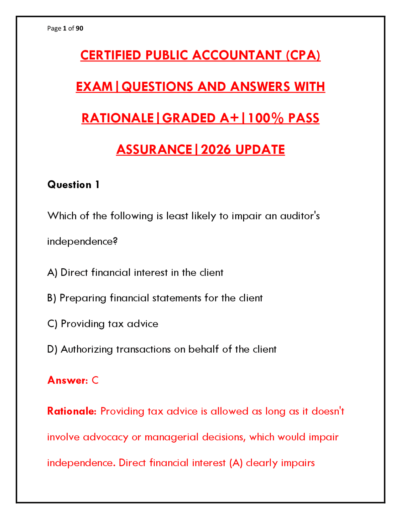 CPA EXAM PRACTICE QUESTIONS 2026 – 200 REAL EXAM-STYLE QUESTIONS ...
