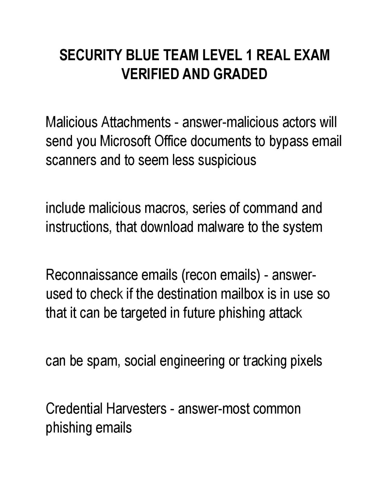 SECURITY BLUE TEAM LEVEL 1 REAL EXAM VERIFIED AND GRADED | Exams ...