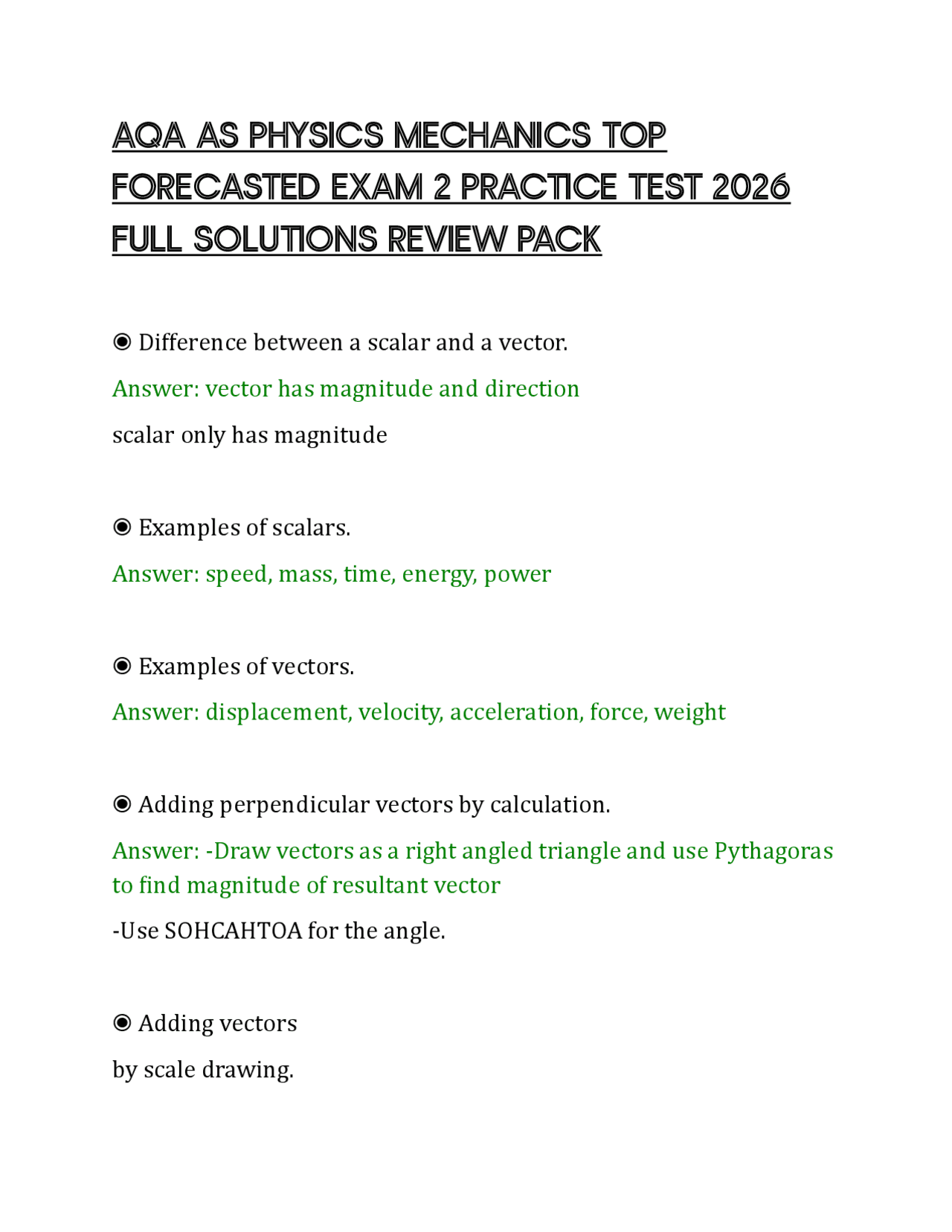 AQA AS PHYSICS MECHANICS TOP FORECASTED EXAM 2 PRACTICE TEST 2026 FULL ...