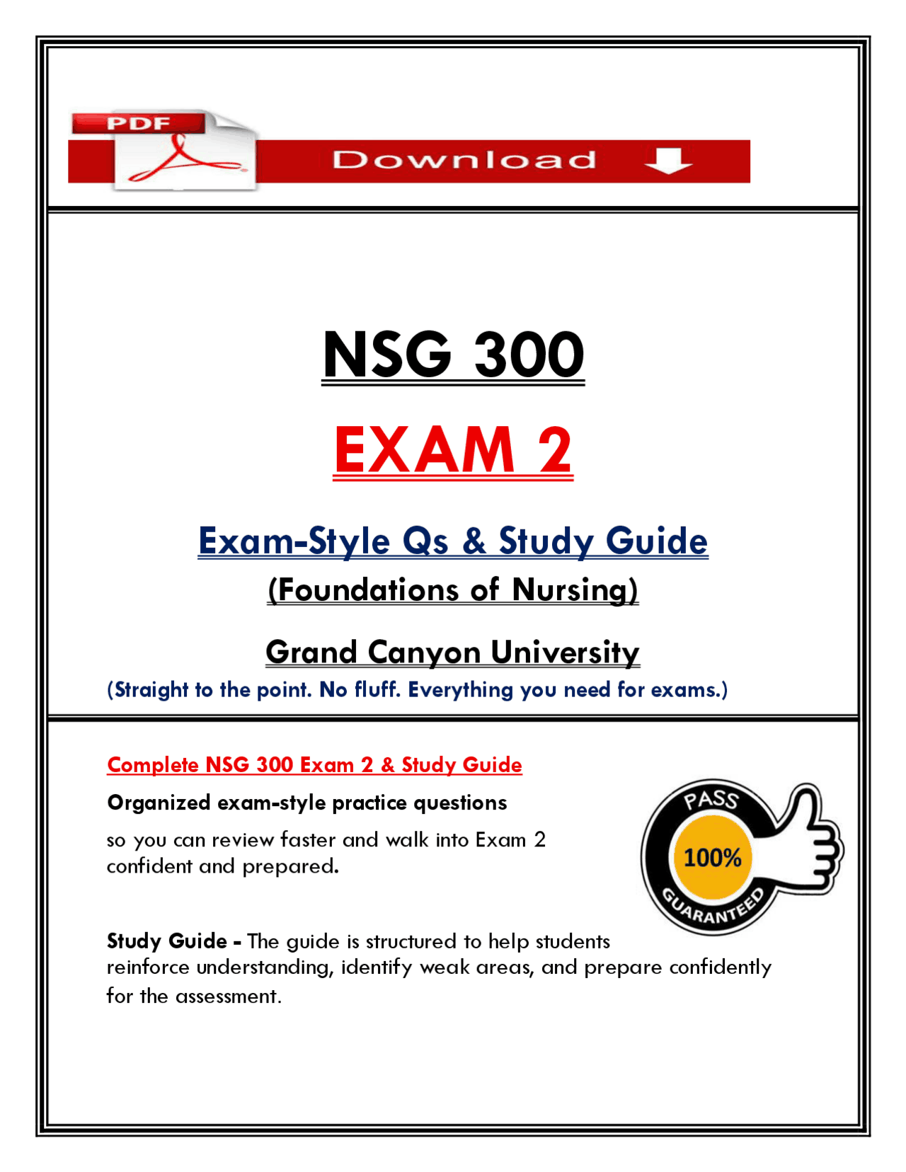NSG 300 Exam 2 (2026/2027) (PDF) | Foundations of Nursing | Grand ...