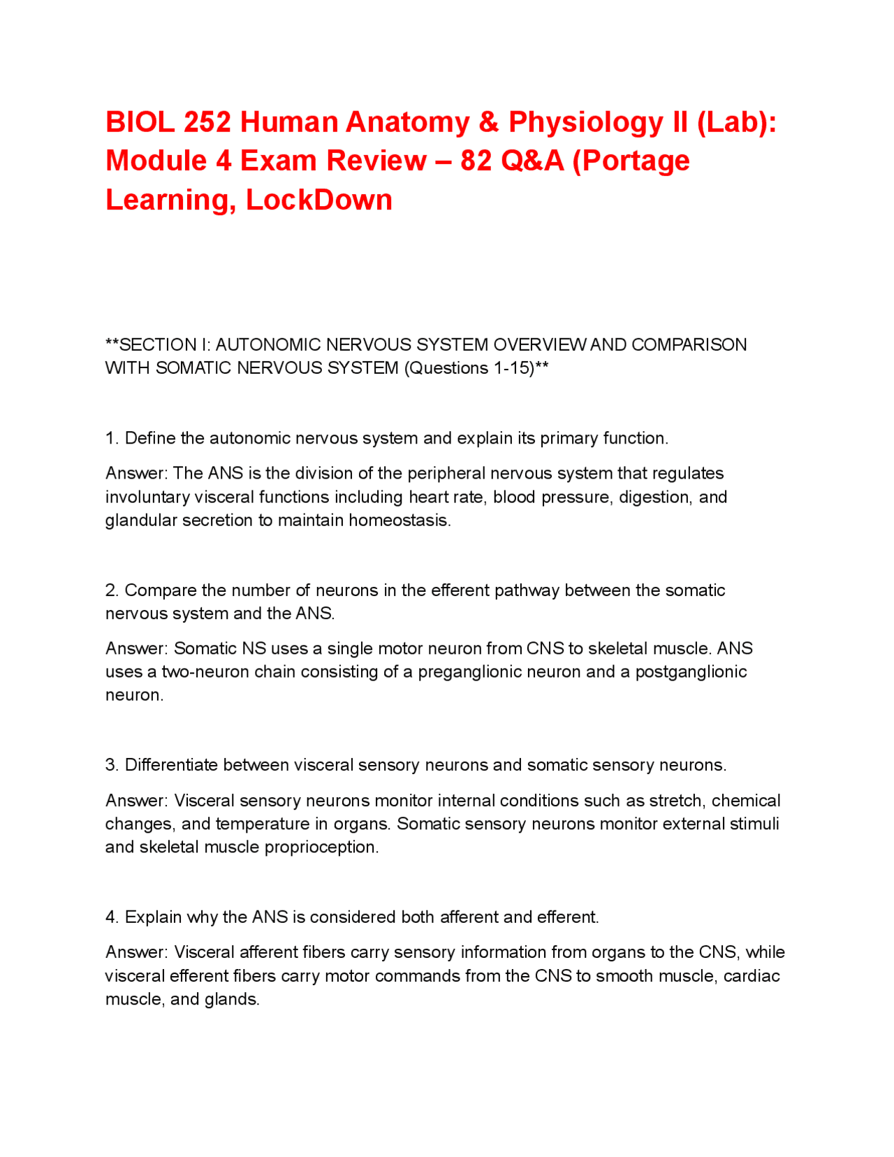 BIOL 252 Human Anatomy & Physiology II (Lab): Module 3 Exam Review – 85 ...