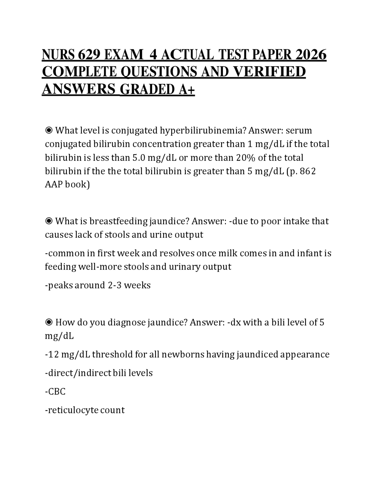 NURS 629 EXAM 4 ACTUAL TEST PAPER 2026 COMPLETE QUESTIONS AND VERIFIED ...