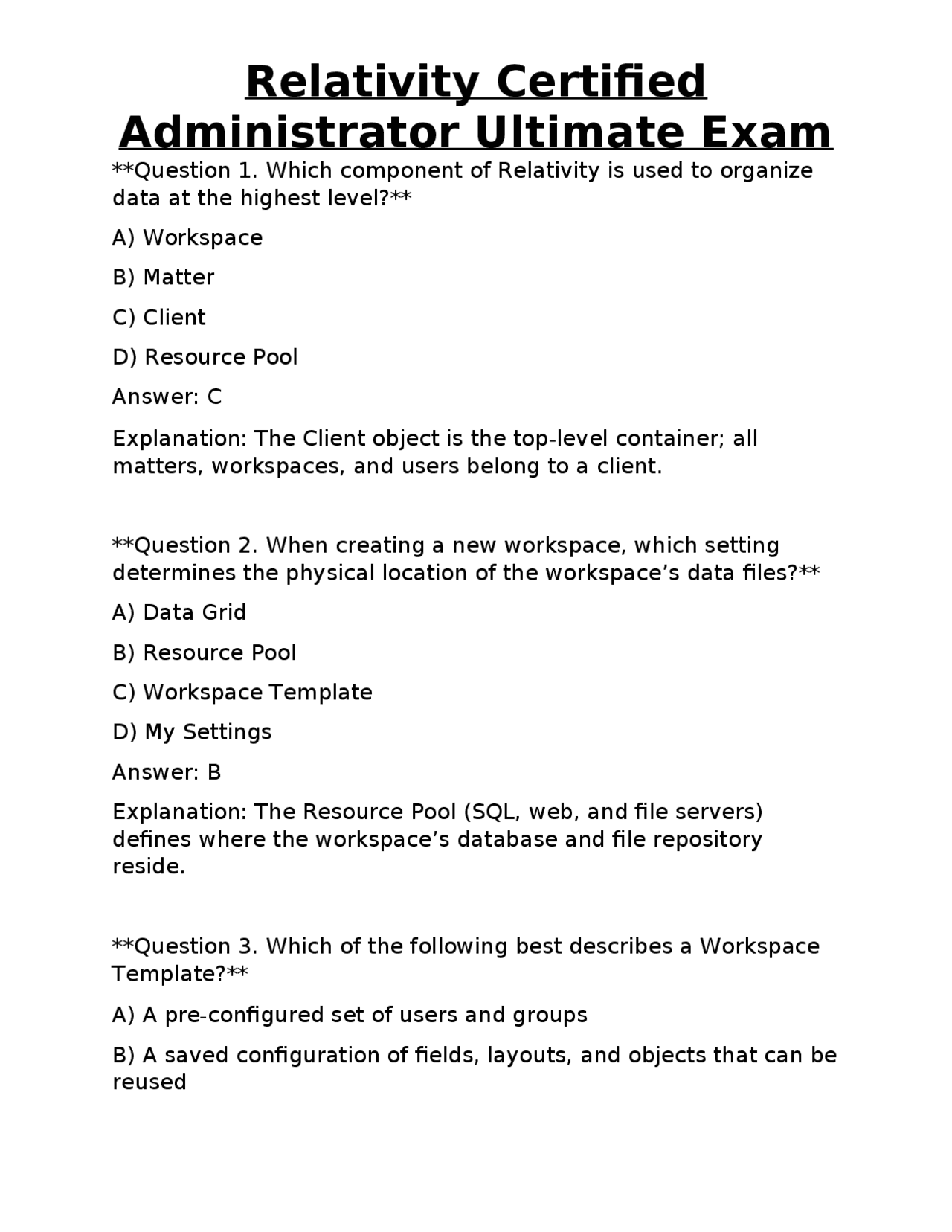 Relativity Certification Relativity Certified Administrator Ultimate Exam | Exams Technology ...