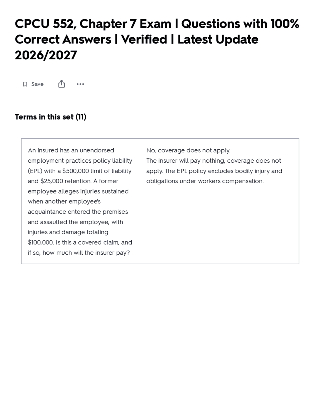 CPCU 552, Chapter 7 Exam | Questions with 100% Correct Answers 